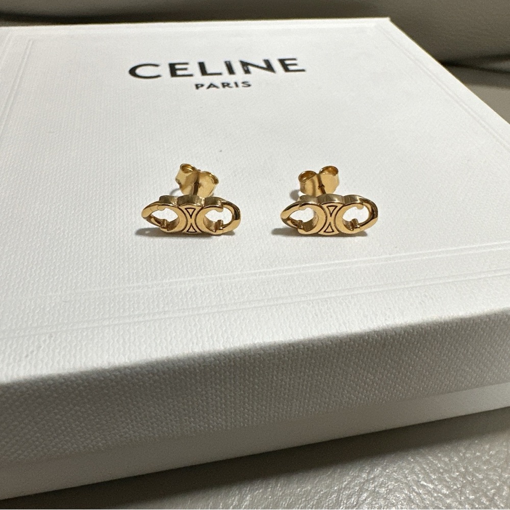 Celine Triomphe Gourmet Stud Earrings